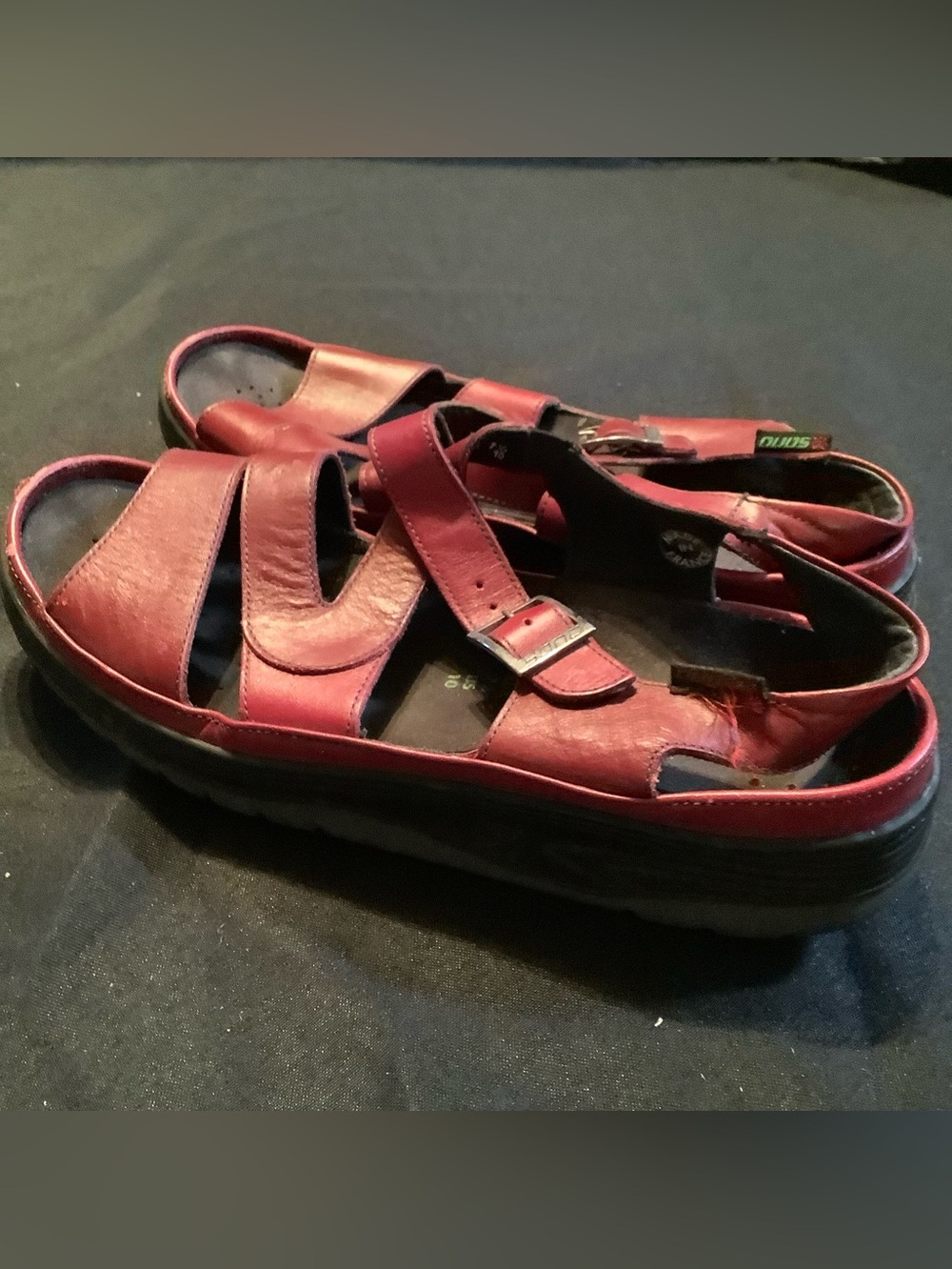 Red Leather Platform Sandals
